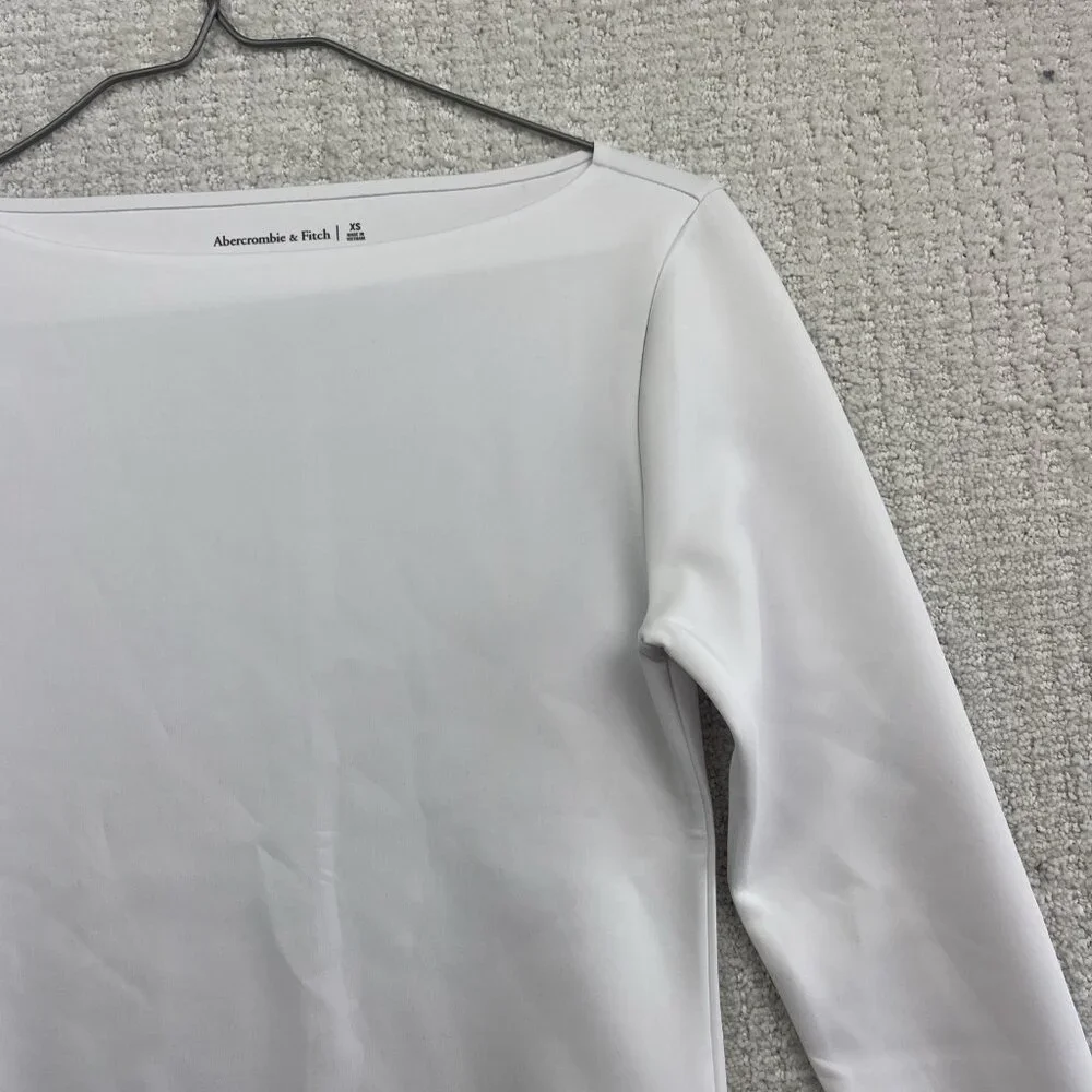Abercrombie & Fitch Women’s Size XS Long-Sleeve Slim Strech Top White Preppy - Picture 3 of 14